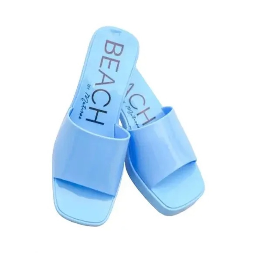 Beach by Matisse rubber blue heeled slides